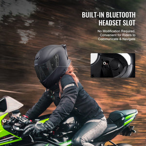 Full Face Motorcycle Helmet | Motocross Style with Bluetooth Slot | Matte Finish