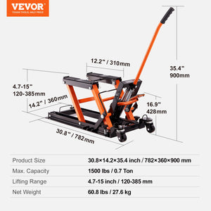 Motorcycle Hydraulic Pump Jack | 1500 lbs ATV Dirt Bike Stand