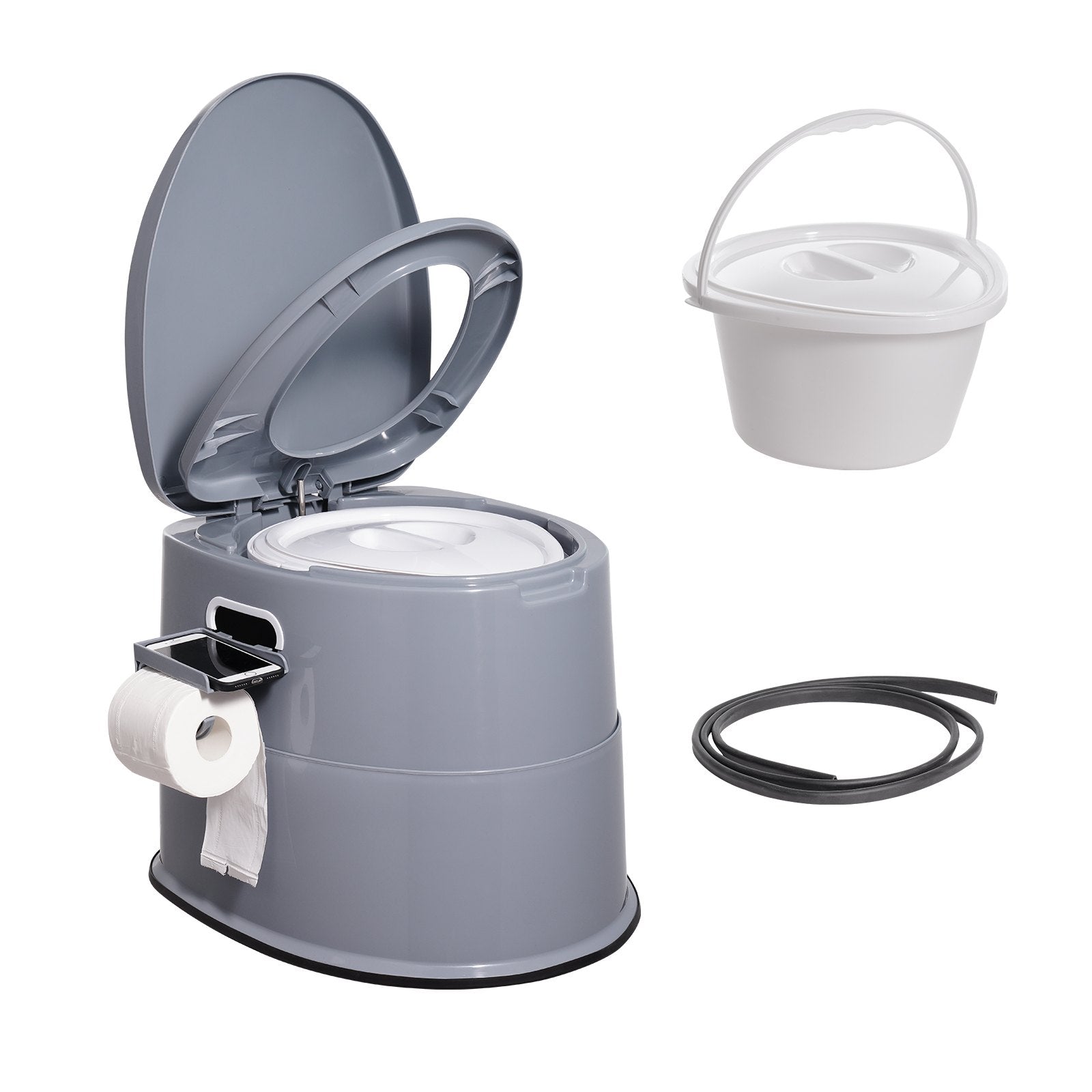 Portable Camping Toilet | 5L Detachable Bucket, Paper Holder & Dual Lids | Travel Toilet for Outdoor & Road Trips