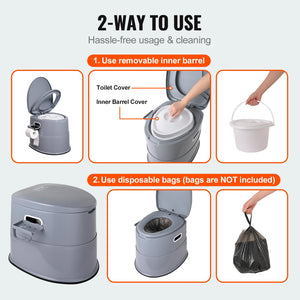 Portable Camping Toilet | 5L Detachable Bucket, Paper Holder & Dual Lids | Travel Toilet for Outdoor & Road Trips
