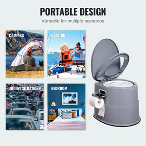 Portable Camping Toilet | 5L Detachable Bucket, Paper Holder & Dual Lids | Travel Toilet for Outdoor & Road Trips