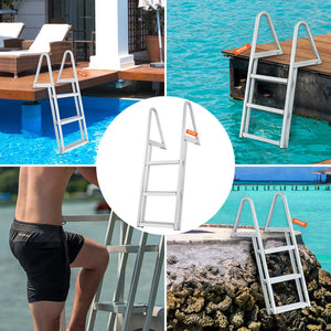 Dock Ladder 3 Step | 159kg Capacity Aluminum Pontoon Boat Ladder | Removable with Non-Slip Steps