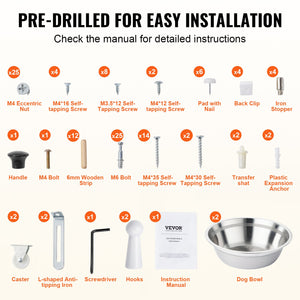 Pet Feeding Station | 2 Elevated Dog Bowls with Food & Toy Storage Cabinet | Wooden Pet Furniture