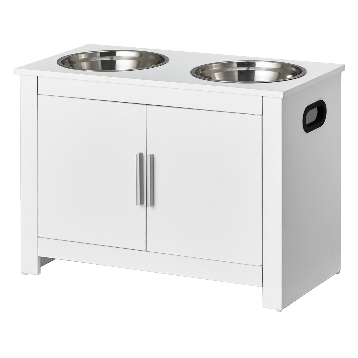 Pet Feeding Station | Raised Dog Bowls with Food & Toy Storage Cabinet