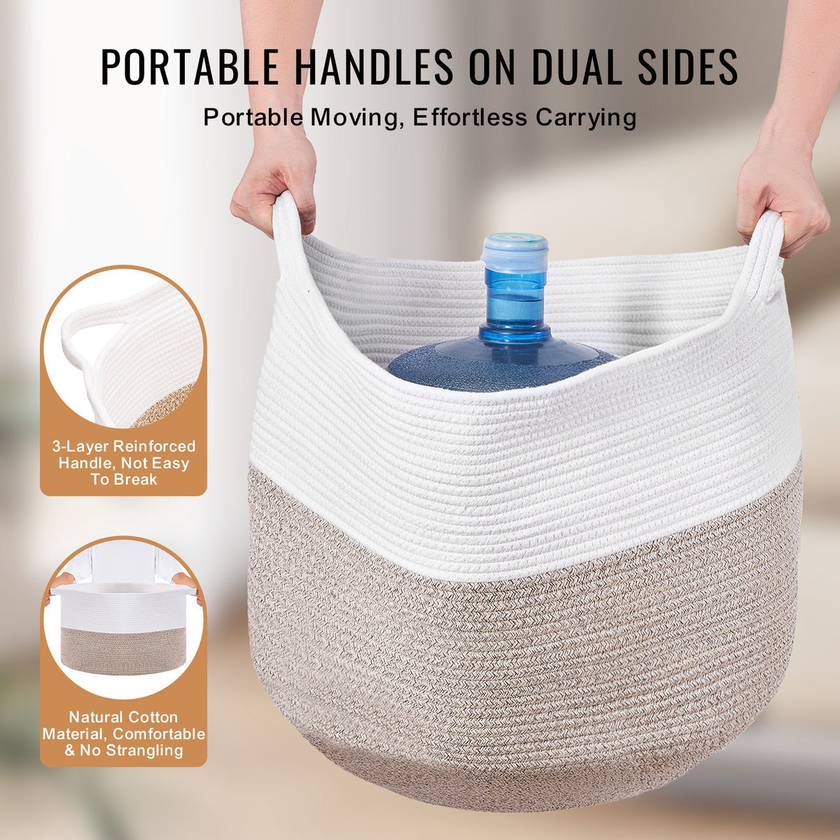 Cotton Rope Storage Basket | 87L Woven Blanket Basket