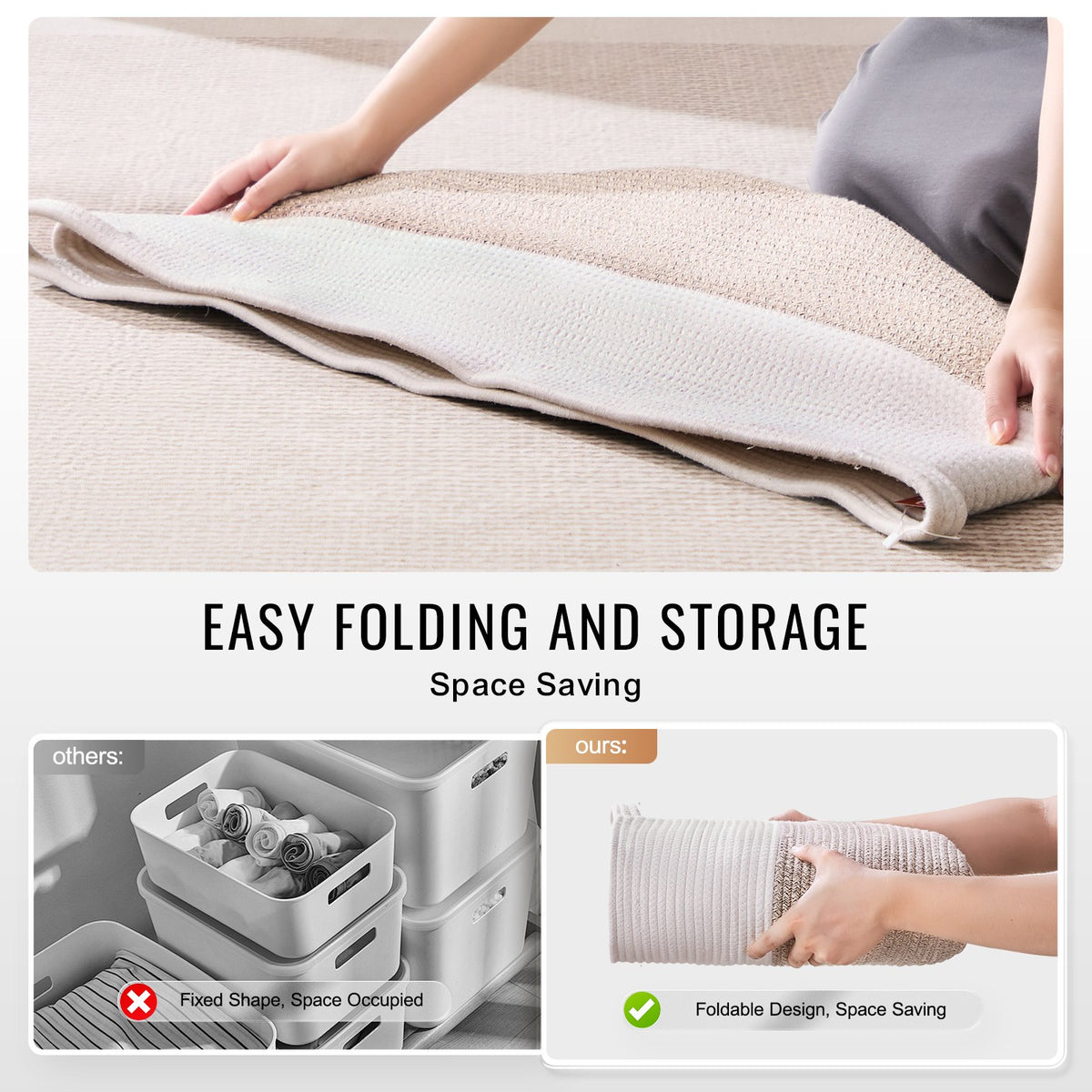 Cotton Rope Storage Basket | 87L Woven Blanket Basket