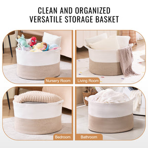 Cotton Rope Storage Basket | 87L Woven Blanket Basket