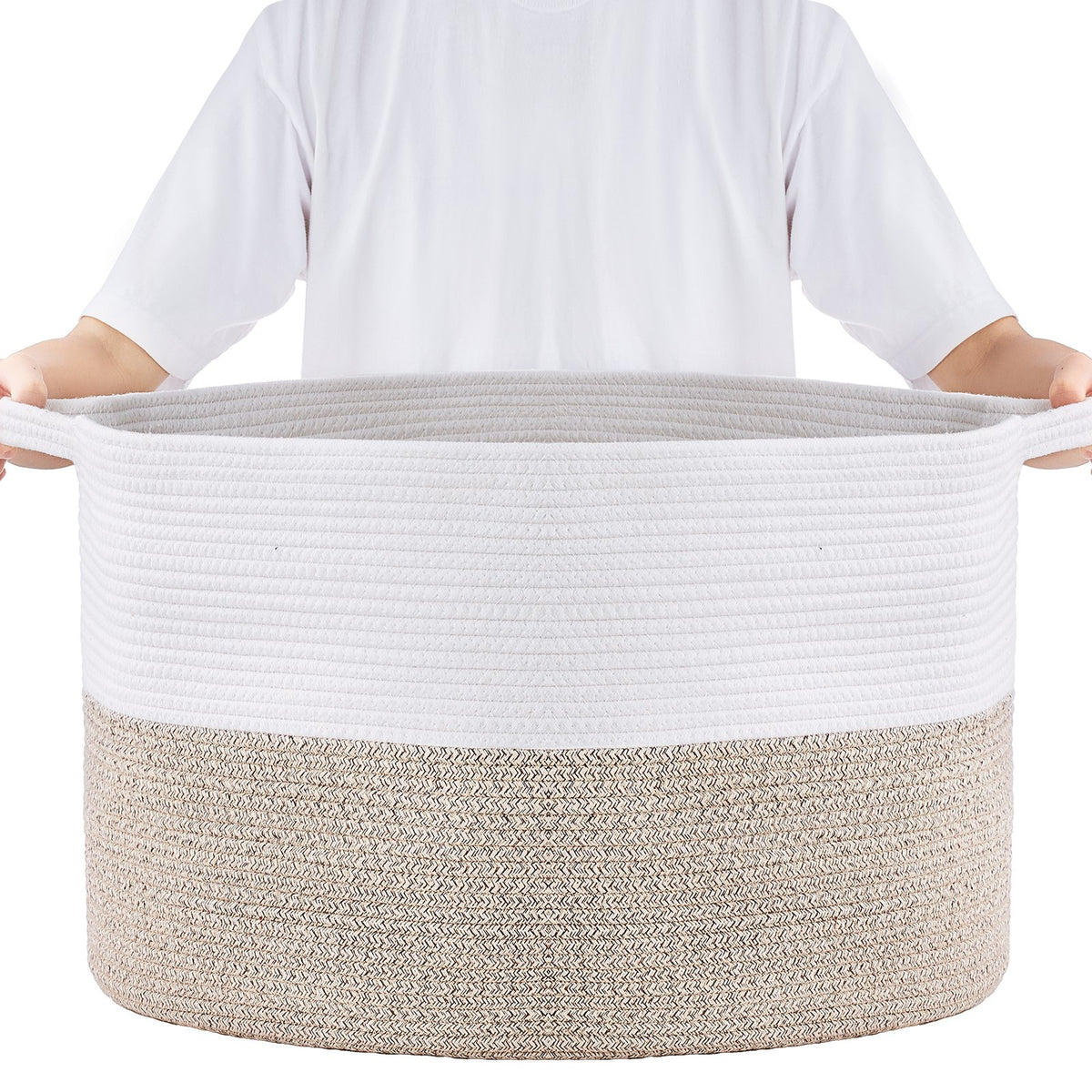 Cotton Rope Storage Basket | 87L Woven Blanket Basket