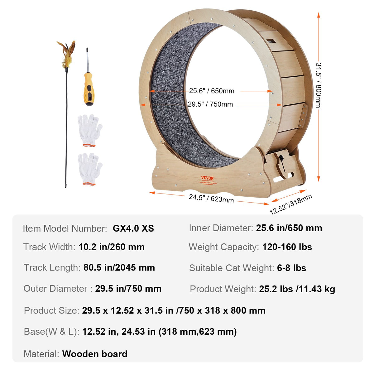 Cat Exercise Wheel | 29.5" Large Treadmill for Indoor Cats