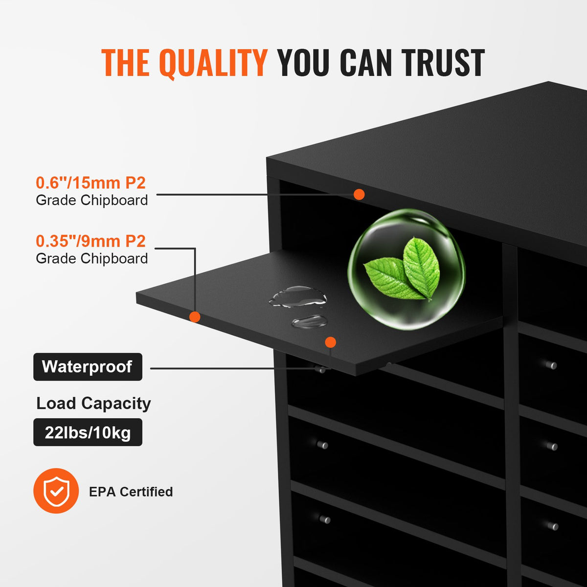 Wood Literature Organizer | Adjustable File Sorter with 12 Compartments | Black