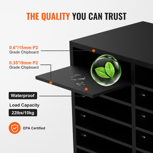 Wood Literature Organizer | Adjustable File Sorter with 12 Compartments | Black