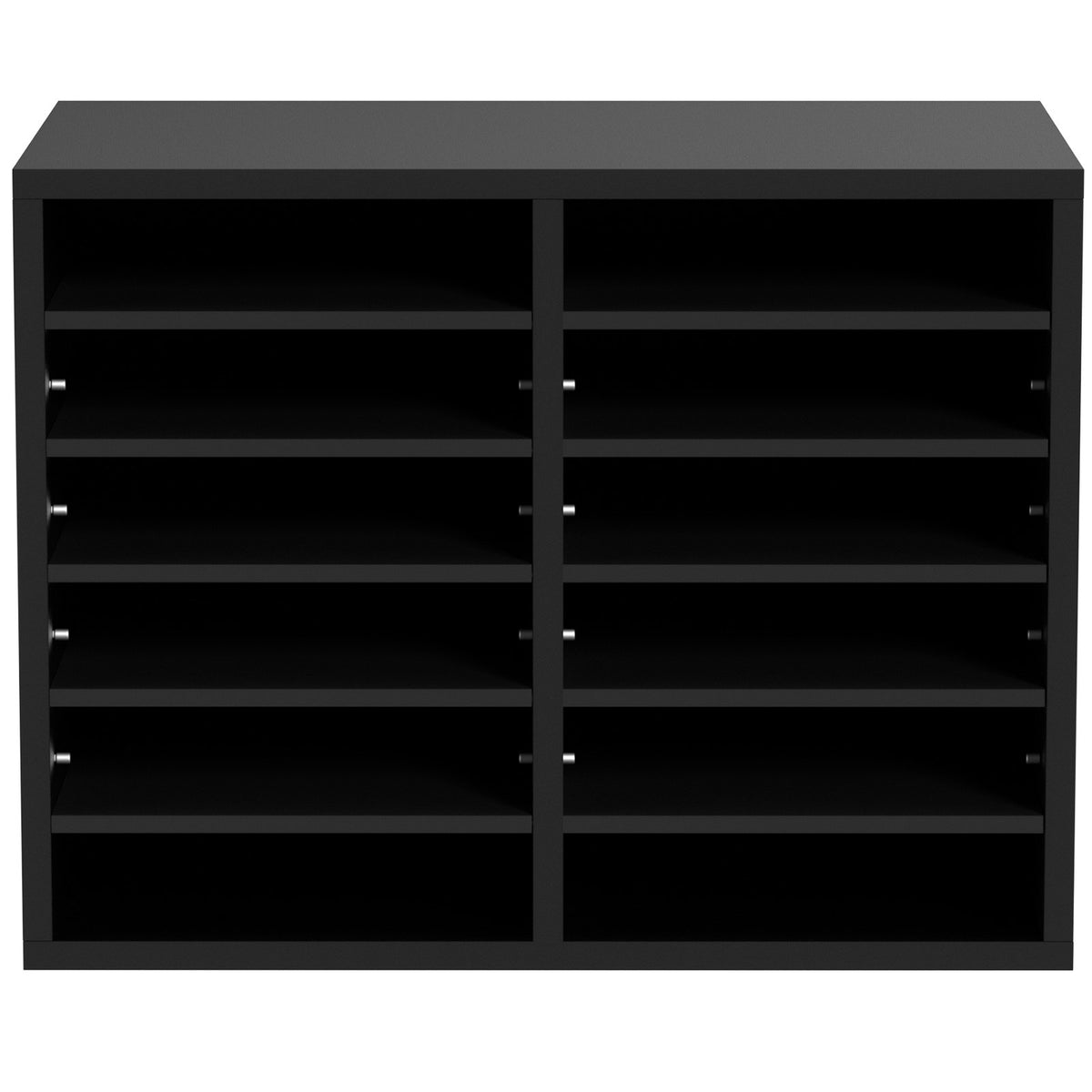 Wood Literature Organizer | Adjustable File Sorter with 12 Compartments | Black