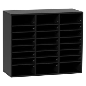 Wood Literature Organizer | Adjustable File Sorter | 24 Compartments | Black