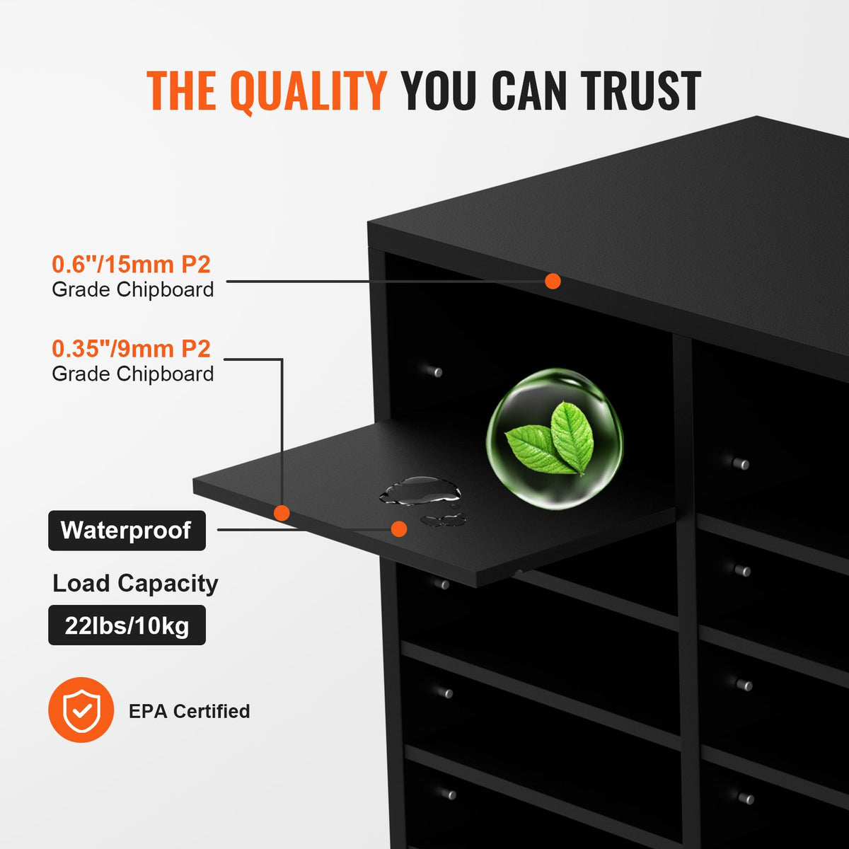 Wood Literature Organizer | Adjustable File Sorter | 24 Compartments | Black