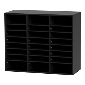 Wood Literature Organizer | Adjustable File Sorter | 24 Compartments | Black