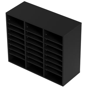 Wood Literature Organizer | Adjustable File Sorter | 24 Compartments | Black