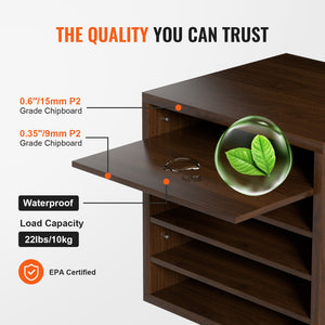 Wood Literature Organizer | Adjustable File Sorter | 5 Compartments | Brown