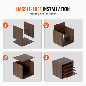 Wood Literature Organizer | Adjustable File Sorter | 5 Compartments | Brown