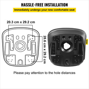 Universal Lawn Tractor Seat | High Back Black Vinyl Seat with Central Drain Hole | Fits Multiple Mount Patterns