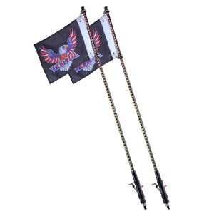 LED Whip Lights 2 Pack 3FT | APP & RF Remote Control | Waterproof RGB Chasing Whips with 4 Flags | For UTV, ATV, Off-Road & Trucks