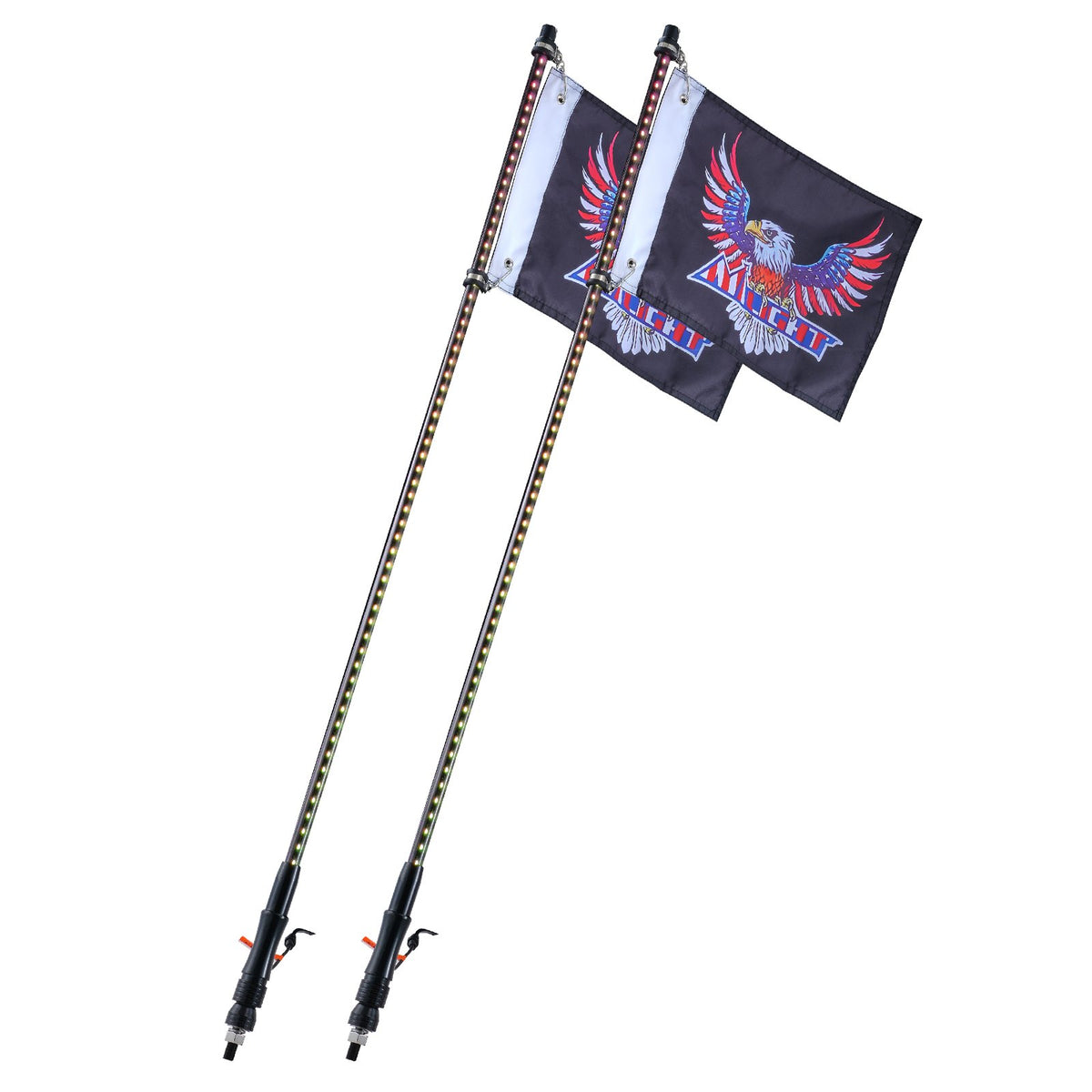 LED Whip Lights 2 Pack 3FT | APP & RF Remote Control | Waterproof RGB Chasing Whips with 4 Flags | For UTV, ATV, Off-Road & Trucks