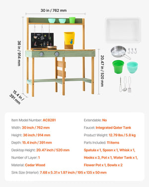 Wooden Mud Kitchen | Outdoor Play Kitchen for Kids