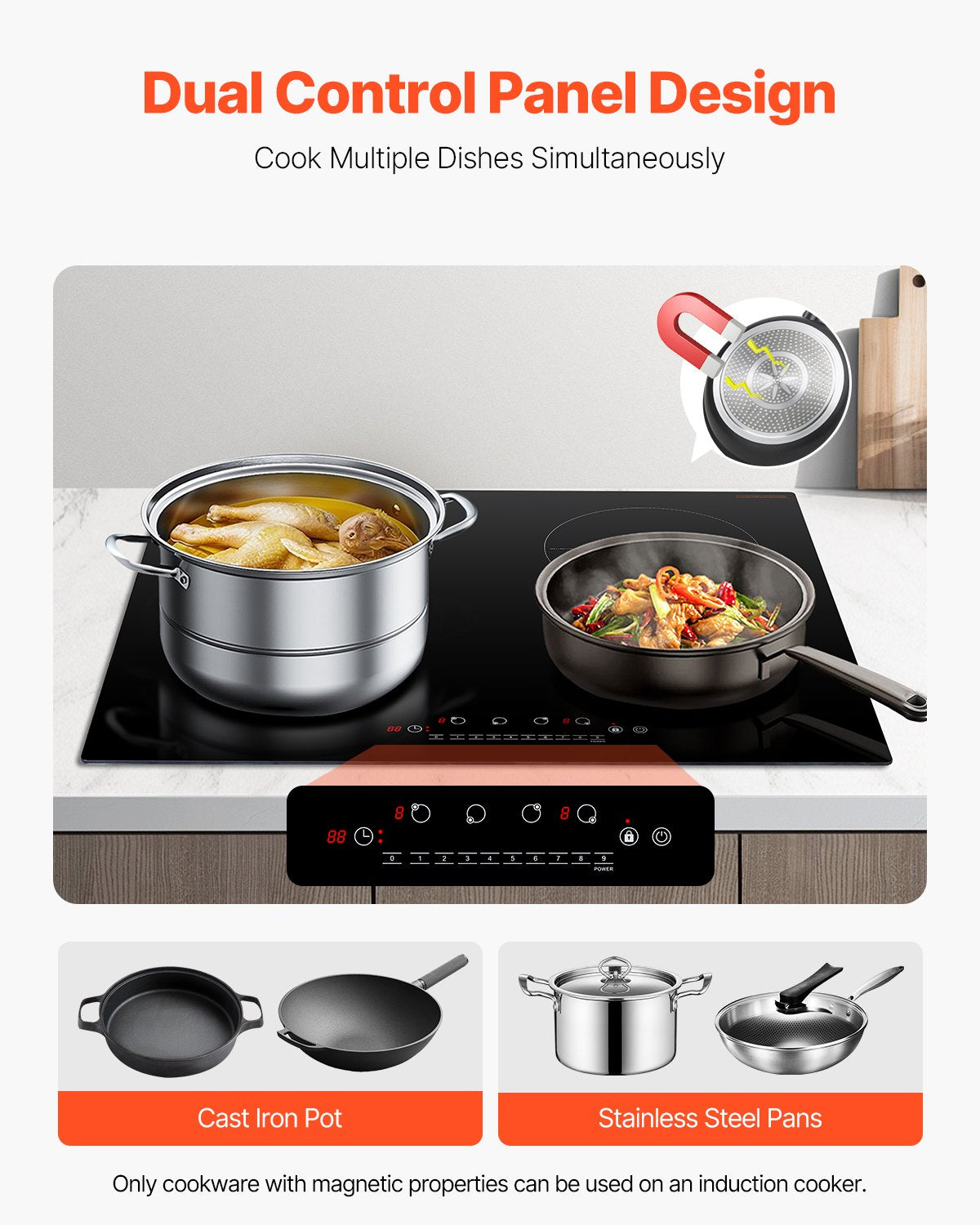 Induction Cooktop | 6000W 4-Burner Electric Countertop Stove with Touch Control