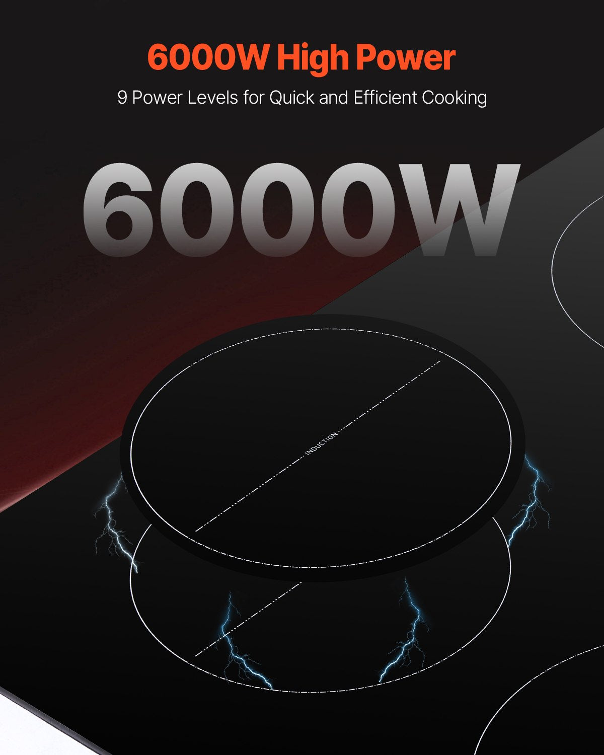 Induction Cooktop | 6000W 4-Burner Electric Countertop Stove with Touch Control