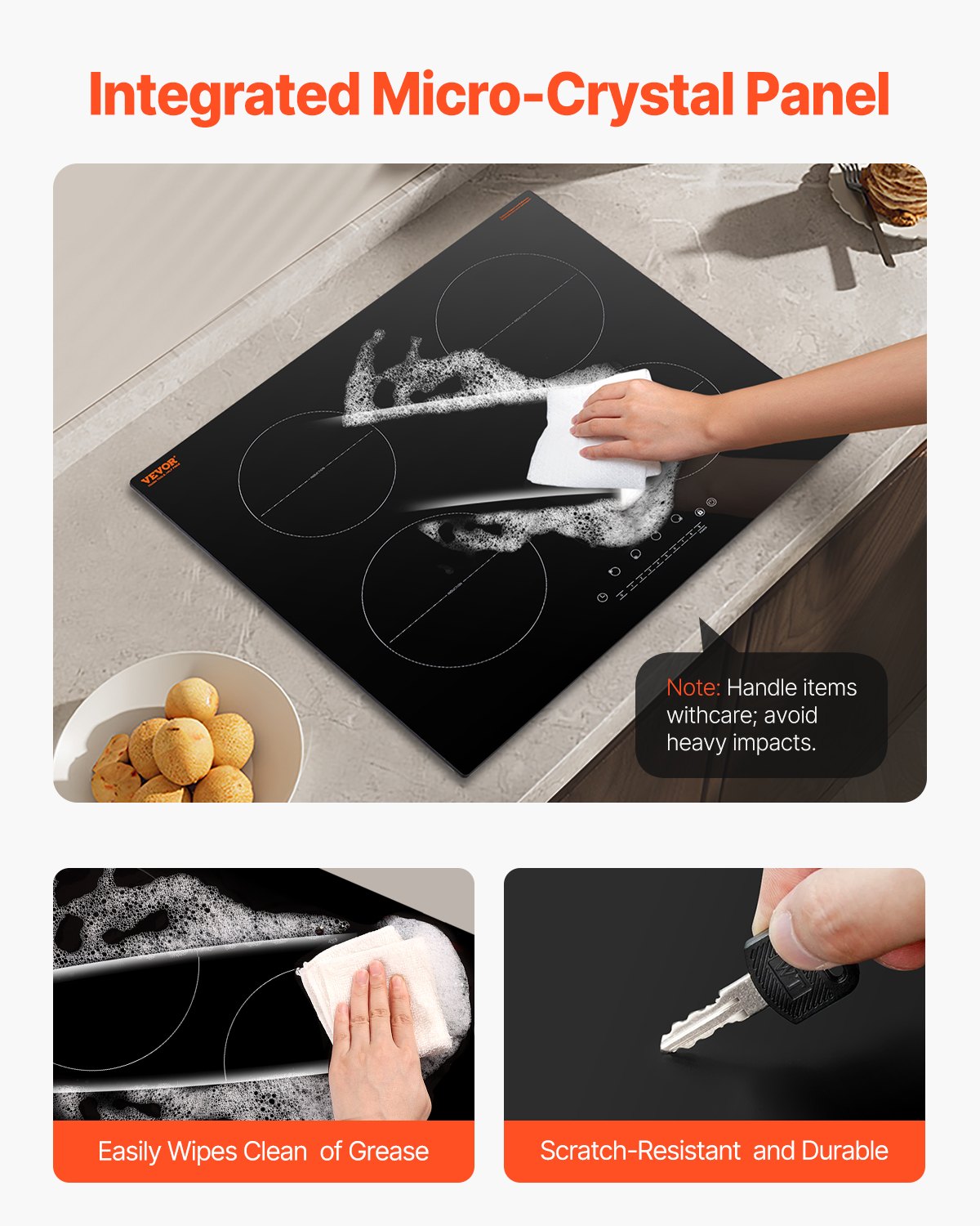 Induction Cooktop | 6000W 4-Burner Electric Countertop Stove with Touch Control