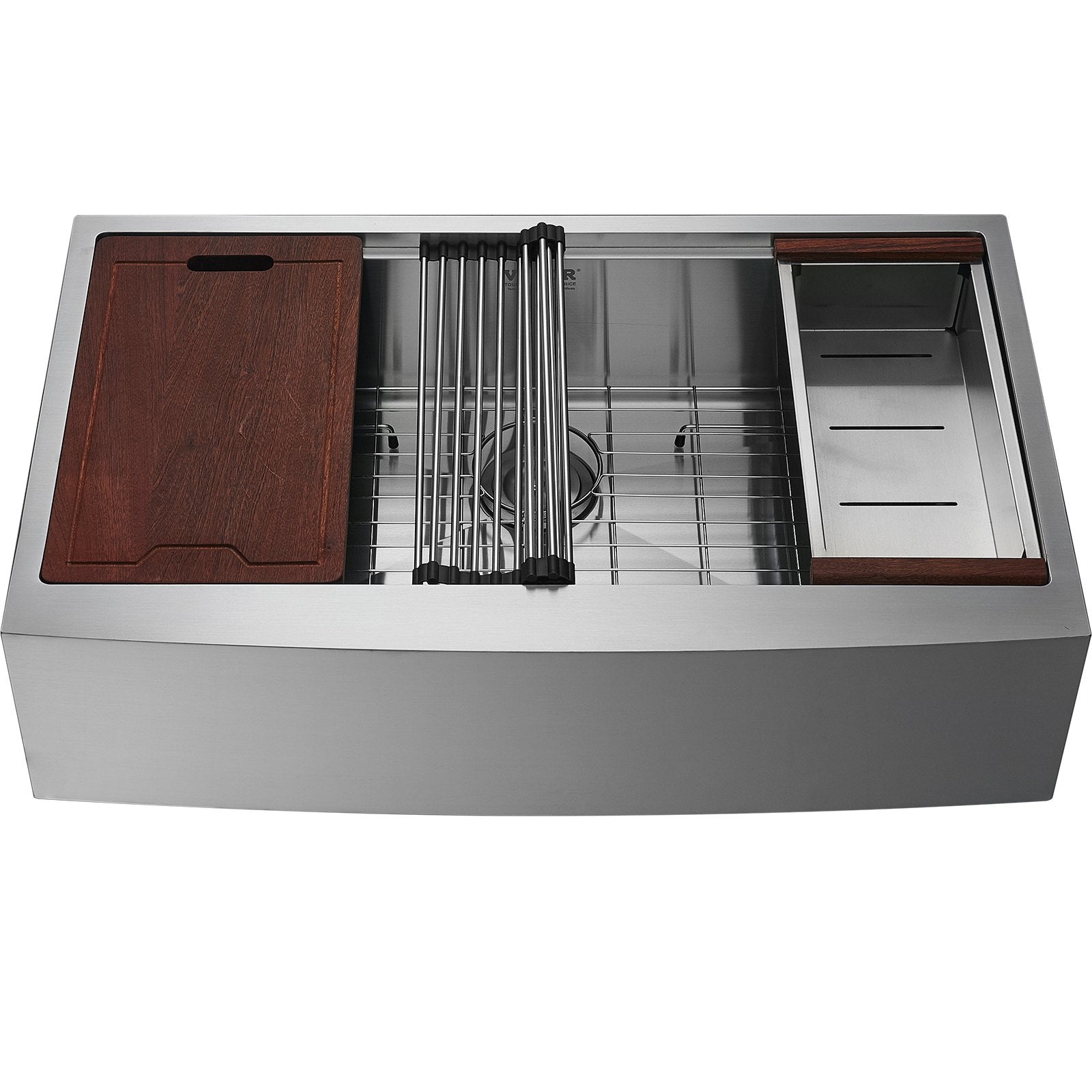 Farmhouse Kitchen Sink | 30" 304 Stainless Steel Drop-In with Ledge & Accessories | Top Mount Single Bowl Basin