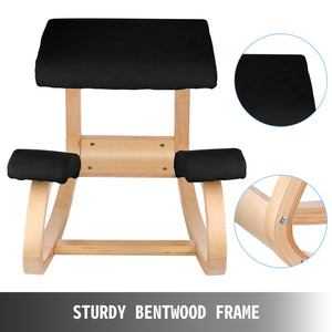 Kneeling Ergonomic Chair | Wooden Frame with Memory Cushion | Black