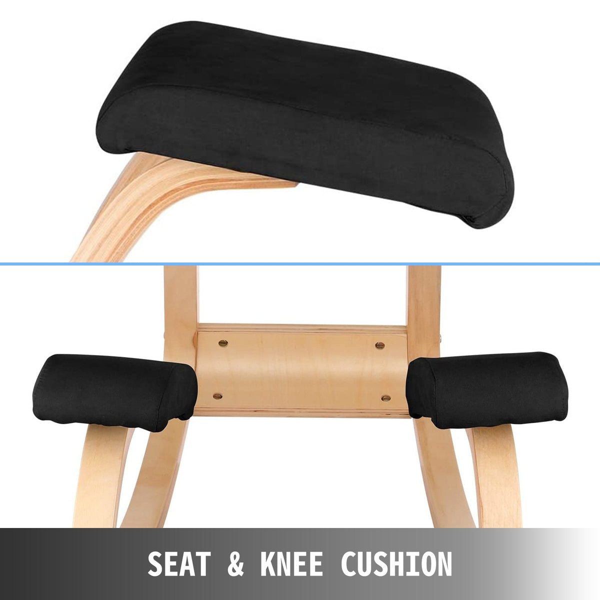 Kneeling Ergonomic Chair | Wooden Frame with Memory Cushion | Black