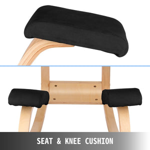 Kneeling Ergonomic Chair | Wooden Frame with Memory Cushion | Black