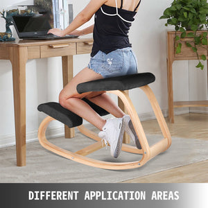 Kneeling Ergonomic Chair | Wooden Frame with Memory Cushion | Black