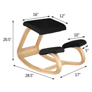 Kneeling Ergonomic Chair | Wooden Frame with Memory Cushion | Black