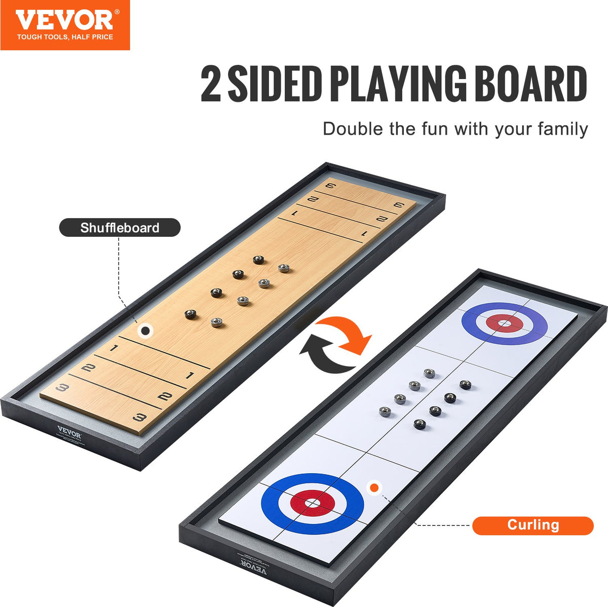 Shuffleboard & Curling 2-in-1 Board Game | 114cm Portable Tabletop Set