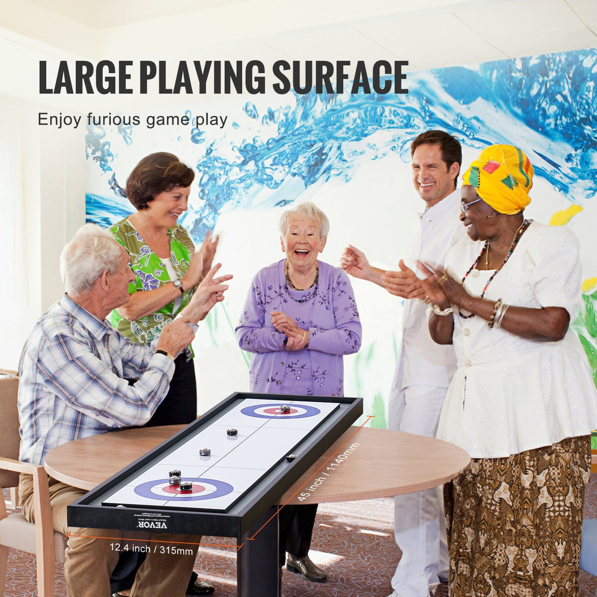 Shuffleboard & Curling 2-in-1 Board Game | 114cm Portable Tabletop Set