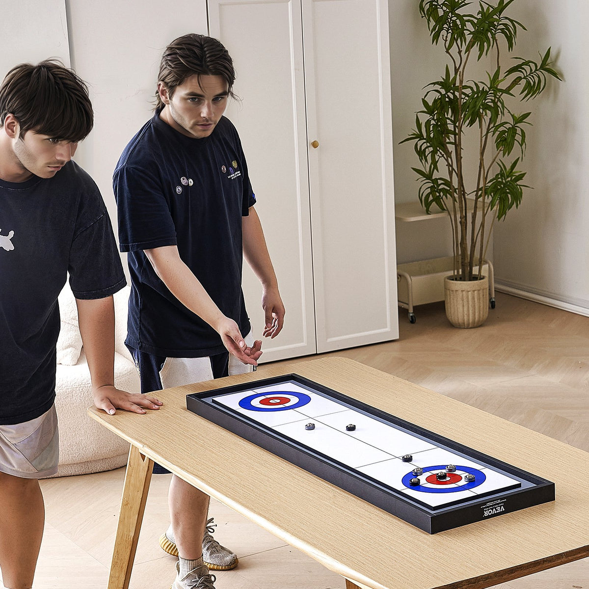 Shuffleboard & Curling 2-in-1 Board Game | 114cm Portable Tabletop Set