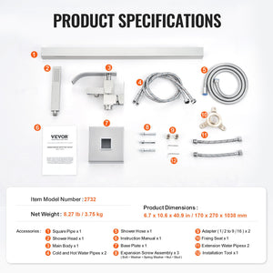 Freestanding Bathtub Faucet | Floor-Mount Tub Filler with Swivel Spout & Shower Mixer | 2 Water Modes