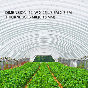 Greenhouse Film | Polyethylene 12x25 ft | Heavy Duty Plastic