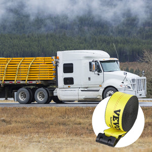 Winch Straps 10 Pack | 10.2cm x 12.2m | 2.7T WLL | Flat Hook Tie Downs | Yellow