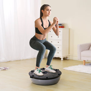 Half Exercise Ball Trainer 23 Inch | 660lbs Capacity Stability Balance Ball | With Resistance Bands & Foot Pump | Home Gym Yoga Fitness Ball | Grey