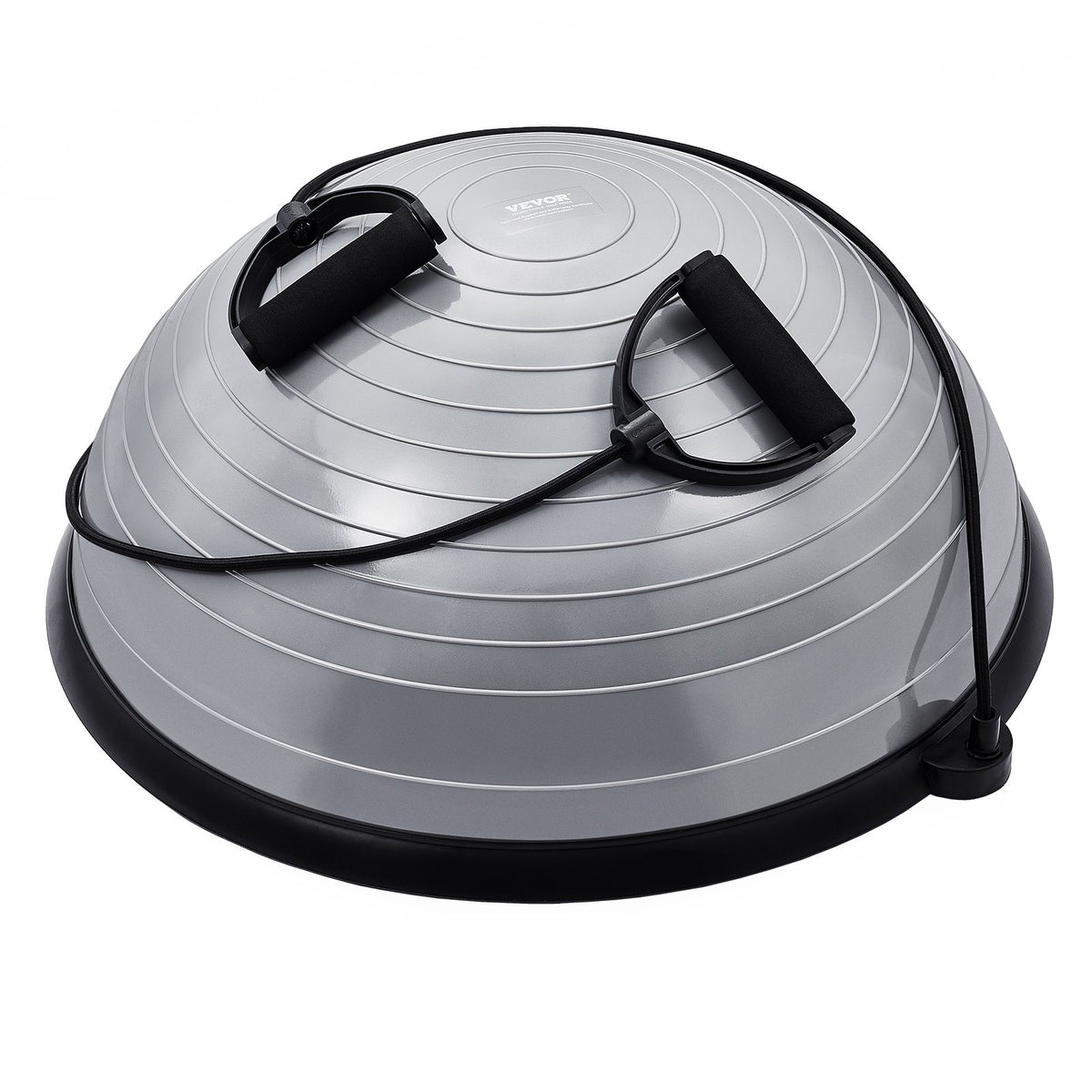 Half Exercise Ball Trainer 23 Inch | 660lbs Capacity Stability Balance Ball | With Resistance Bands & Foot Pump | Home Gym Yoga Fitness Ball | Grey