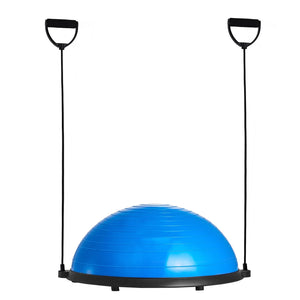 Half Exercise Ball Trainer 23 Inch | 660lbs Capacity Balance Ball with Resistance Bands & Foot Pump | Stability Training & Yoga Fitness Ball | Blue