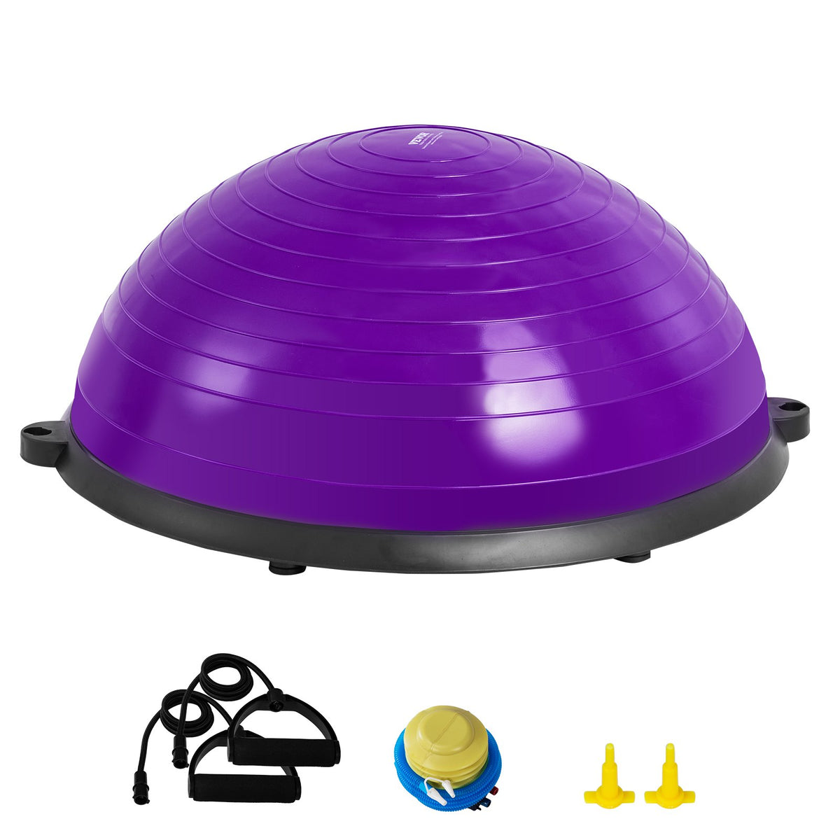 Half Exercise Ball Trainer 23 Inch | Stability Balance Trainer with Resistance Bands & Pump | 660lbs Capacity | Purple