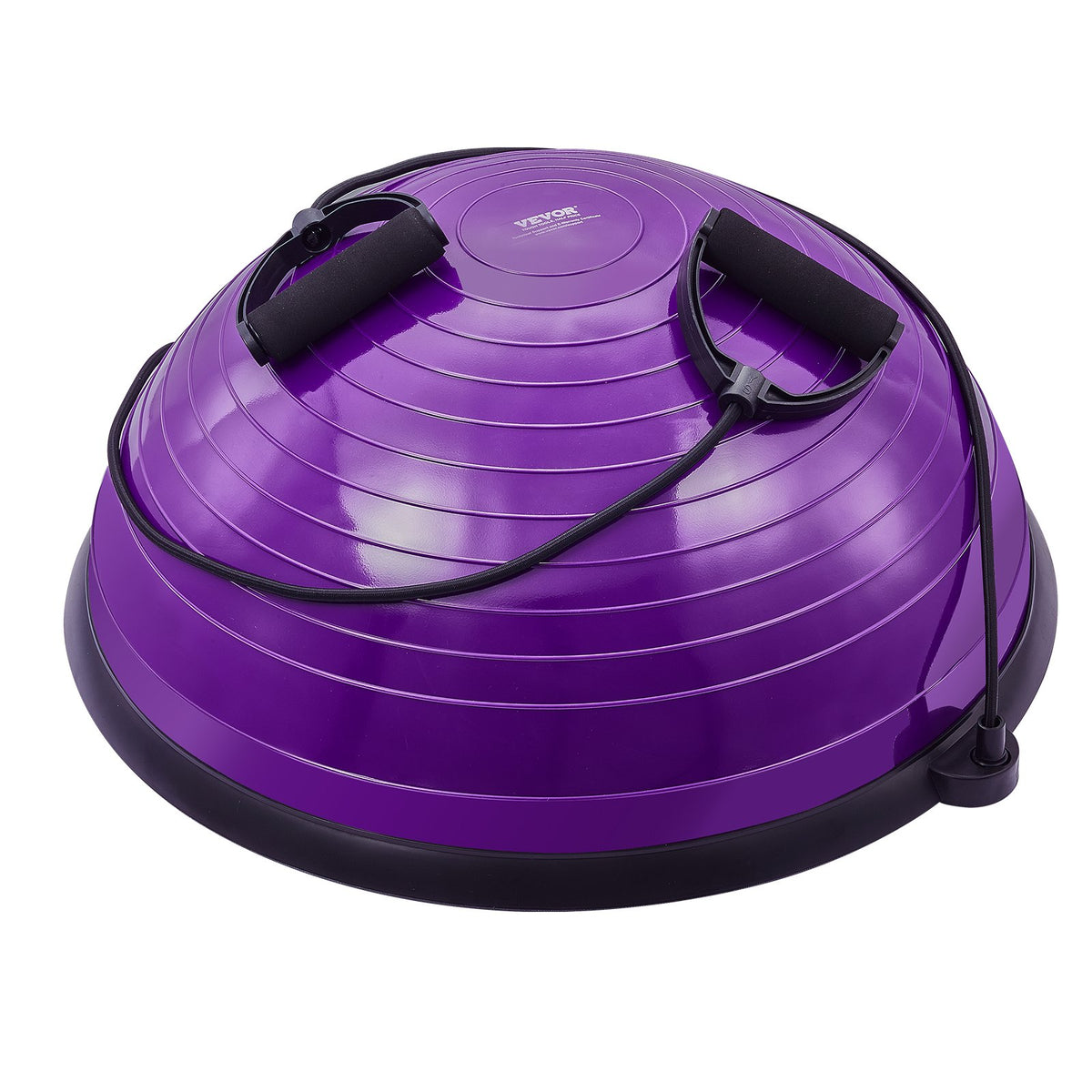 Half Exercise Ball Trainer 23 Inch | Stability Balance Trainer with Resistance Bands & Pump | 660lbs Capacity | Purple