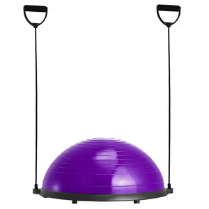 Half Exercise Ball Trainer 23 Inch | Stability Balance Trainer with Resistance Bands & Pump | 660lbs Capacity | Purple