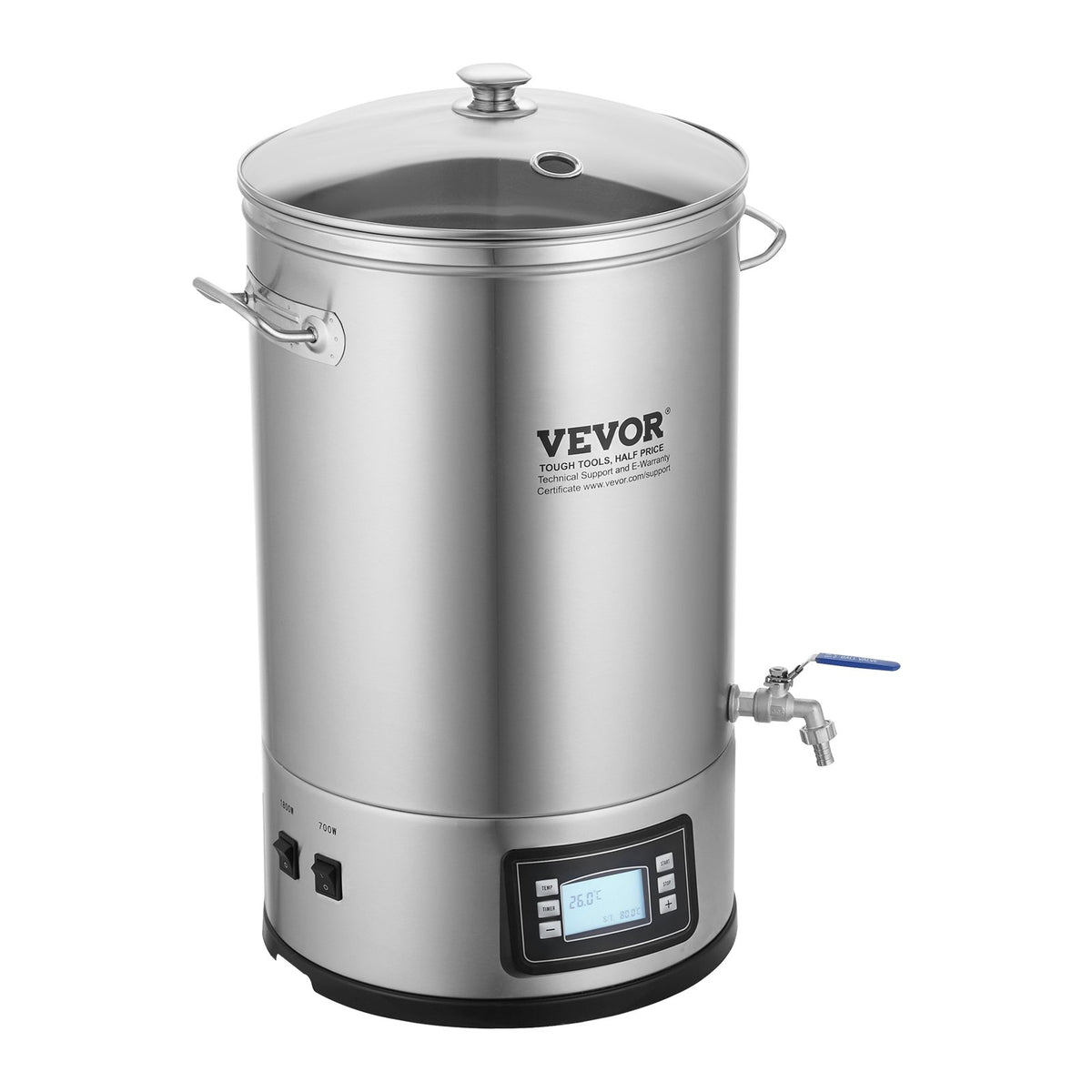 Electric Brewing System 8 Gallon | All-in-One Home Beer Brewer with Glass Lid & Spigot