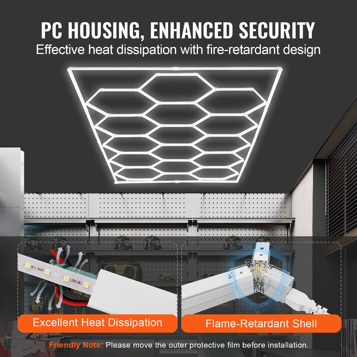 Hexagon Garage Lights | 66,300LM 15-Grid Honeycomb LED Shop Ceiling Fixture