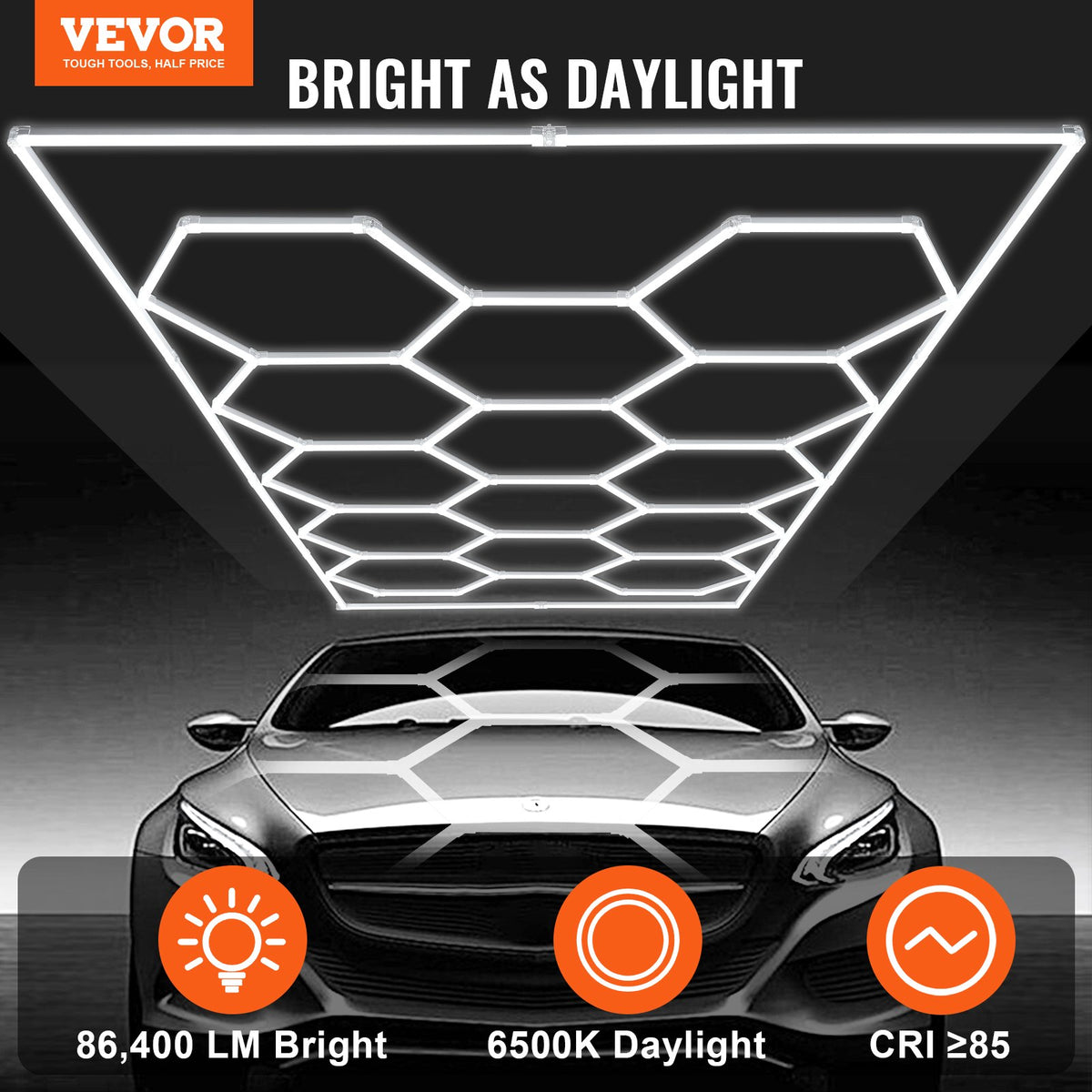 Hexagon Garage Lights | 86,400LM 5-Grid Honeycomb LED Ceiling Fixture